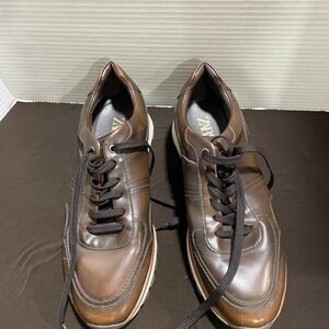 Zara Brown leather lace up sneakers  men 42 great for a night out . SKU313